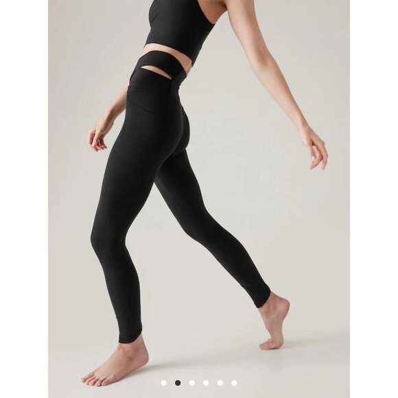 ATHLETA Salutation Stash Wrap Tight Leggings High Rise Gym Black size Medium - Picture 3 of 8